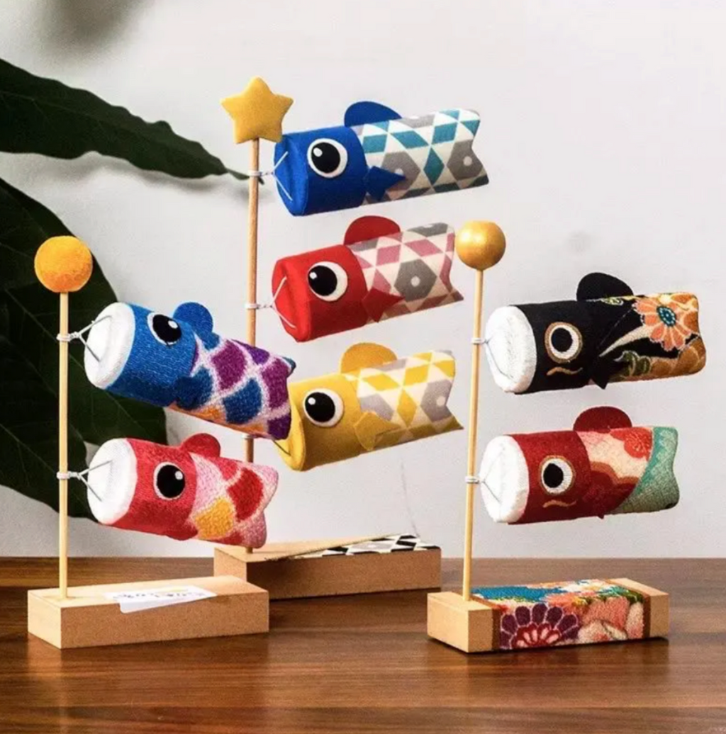 Japanese Handmade Koinobori Streamer Embroidered Silk Japanese Ornament