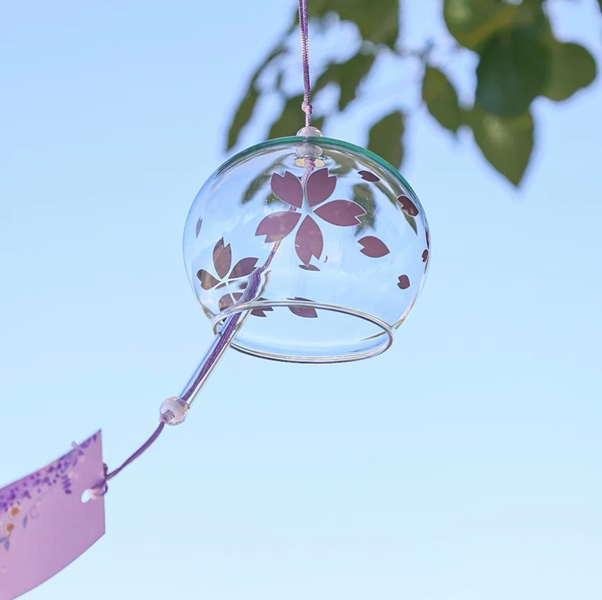 Japanese Handmade Sakura Glass Wind Chime Bell Meditation Outdoor Balcony
