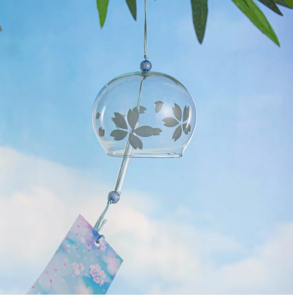 Japanese Handmade Sakura Glass Wind Chime Bell Meditation Outdoor Balcony