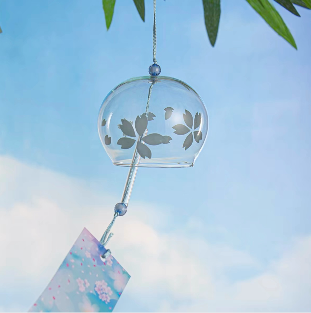 Japanese Handmade Sakura Glass Wind Chime Bell Meditation Outdoor Balcony