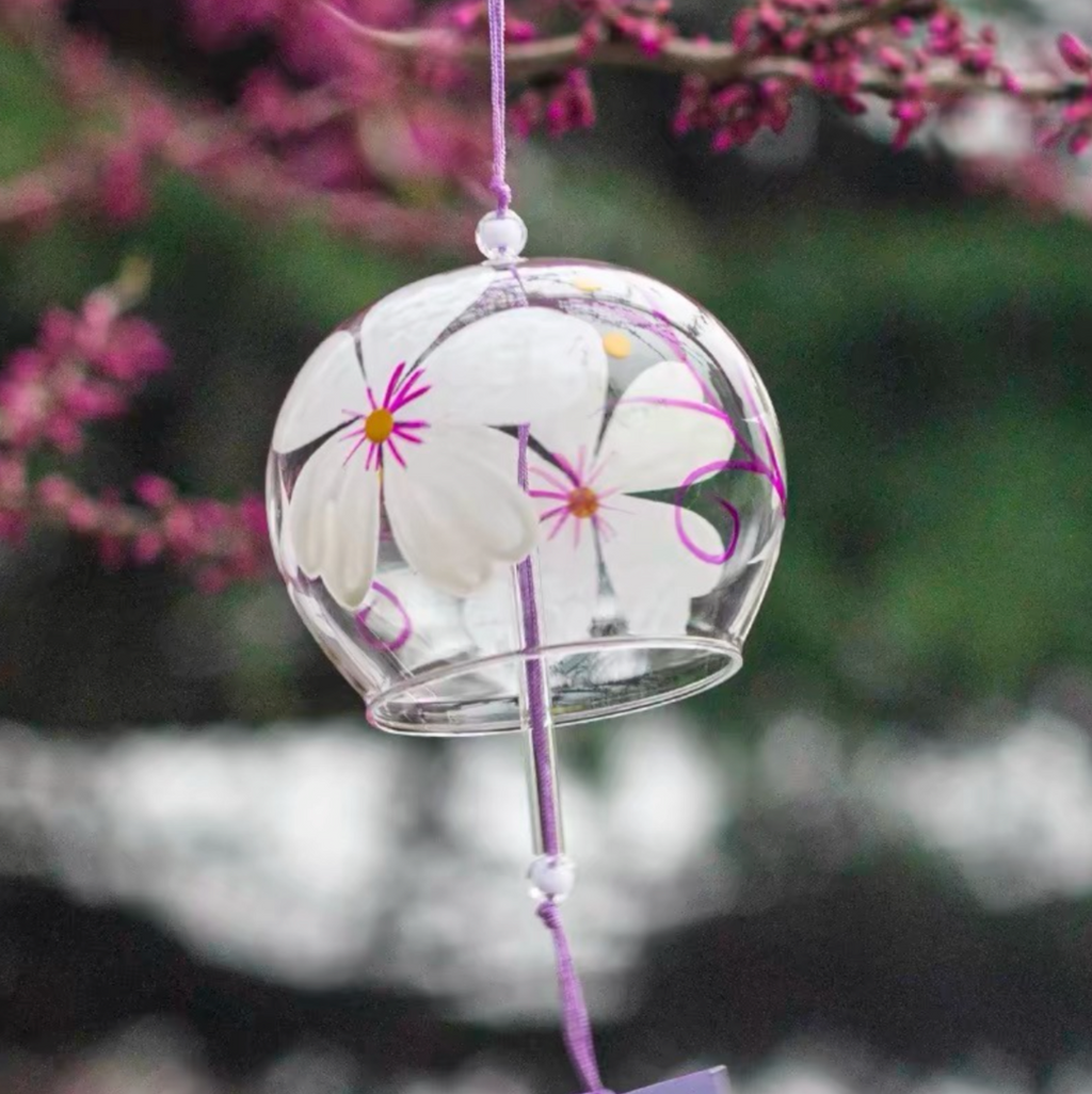Japanese Handmade Sakura Glass Wind Chime Bell Meditation Outdoor Balcony