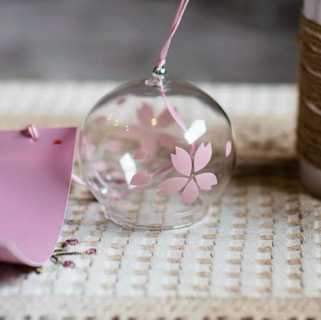 Japanese Handmade Sakura Glass Wind Chime Bell Meditation Outdoor Balcony