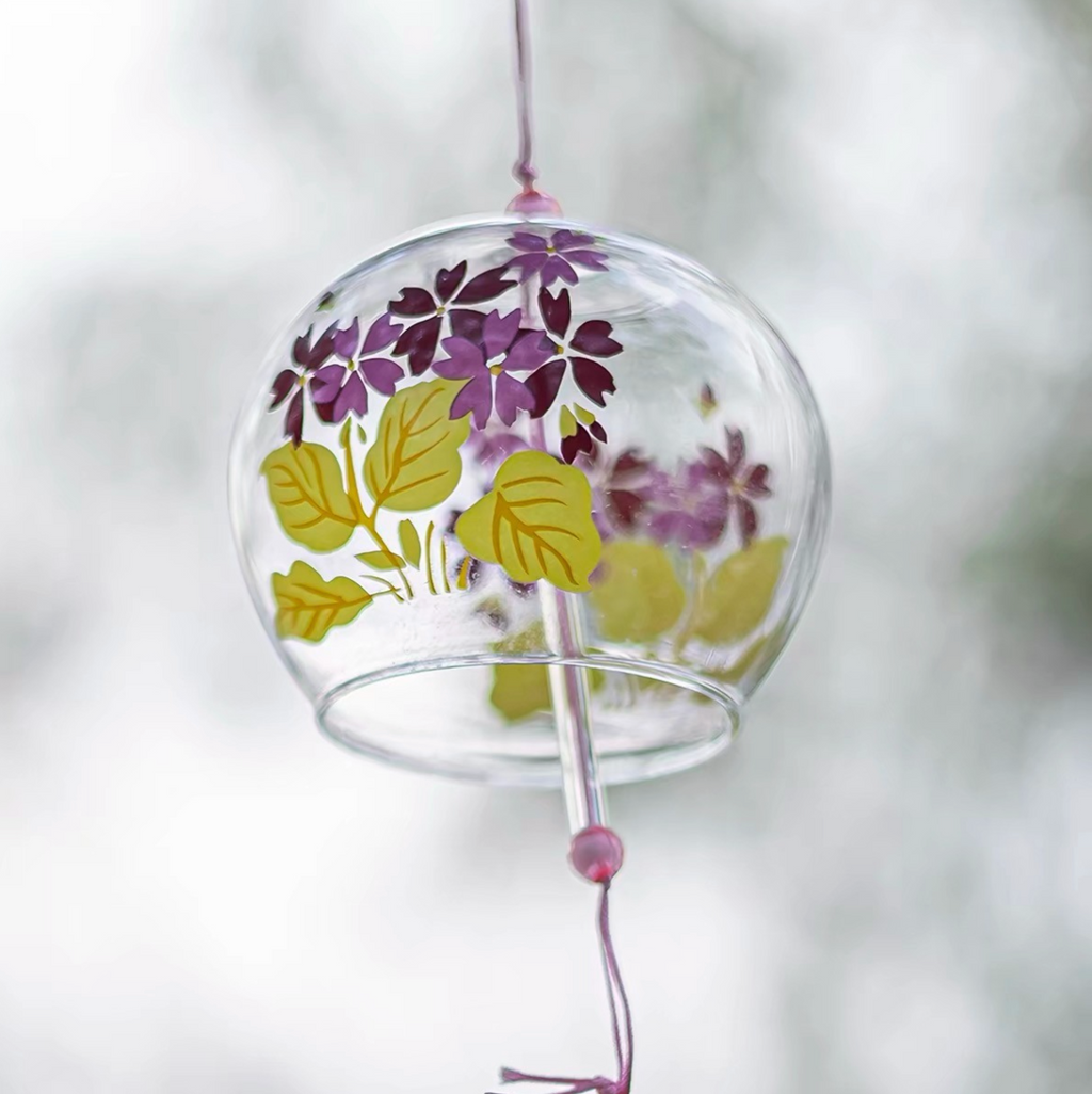 Japanese Handmade Sakura Glass Wind Chime Bell Meditation Outdoor Balcony