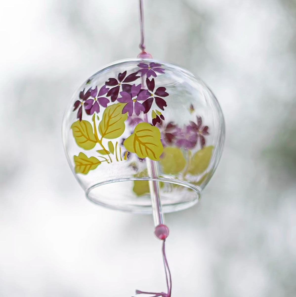 Japanese Handmade Sakura Glass Wind Chime Bell Meditation Outdoor Balcony