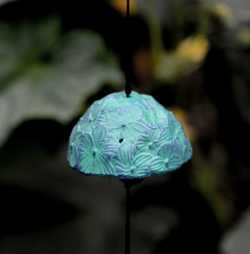 Japanese Handmade Hydrangea Wind Bell / Furin Garden Decoration With Wish Paper