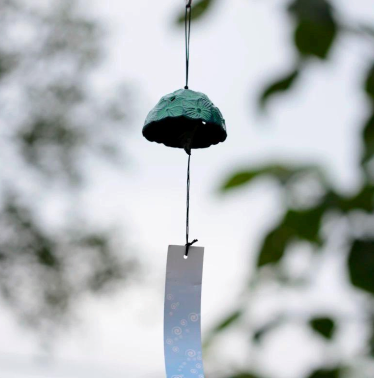 Japanese Handmade Hydrangea Wind Bell / Furin Garden Decoration With Wish Paper