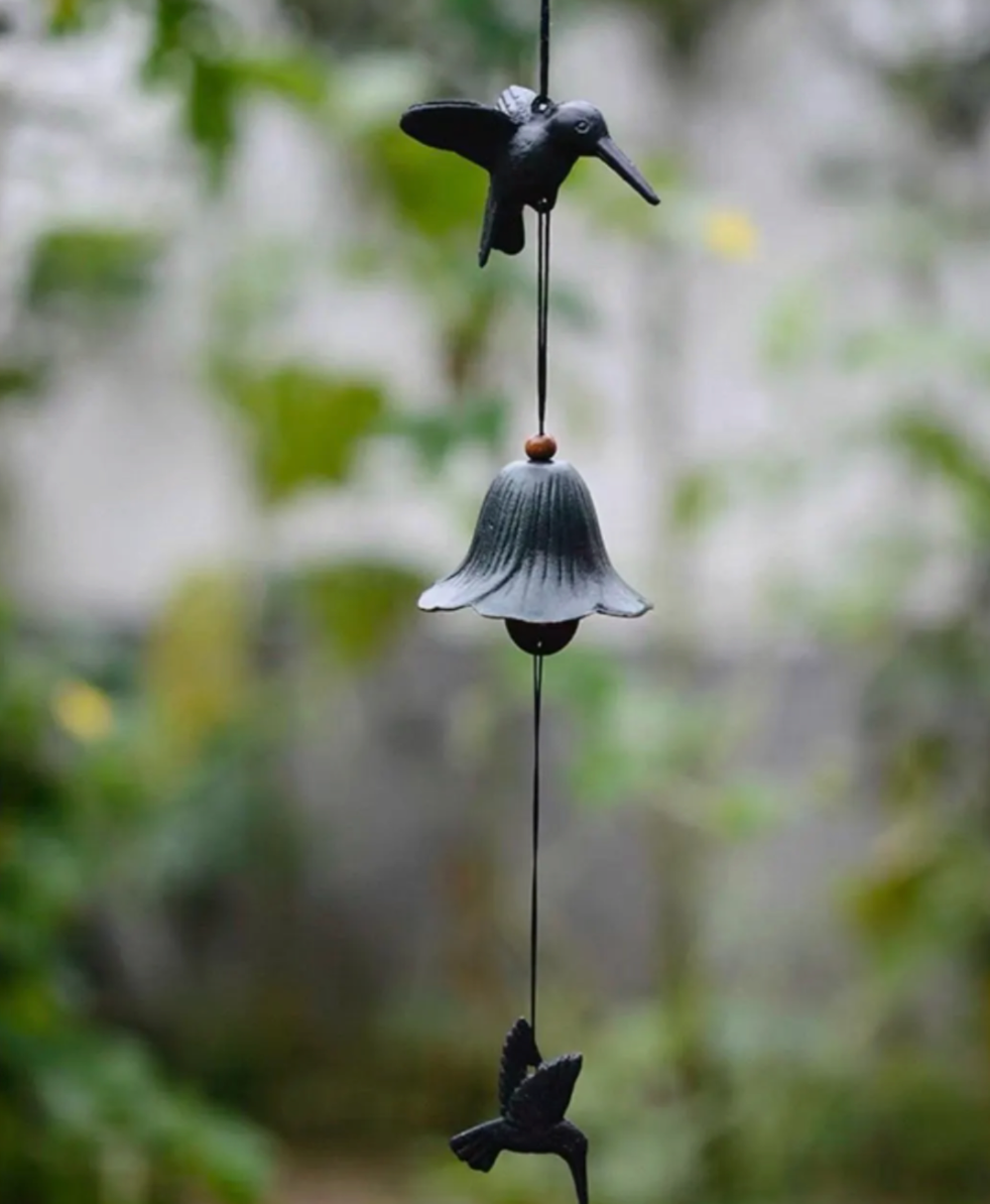 Japanese Iron Bird Wind Chime Vintage Hanging Garden Bell for Patio