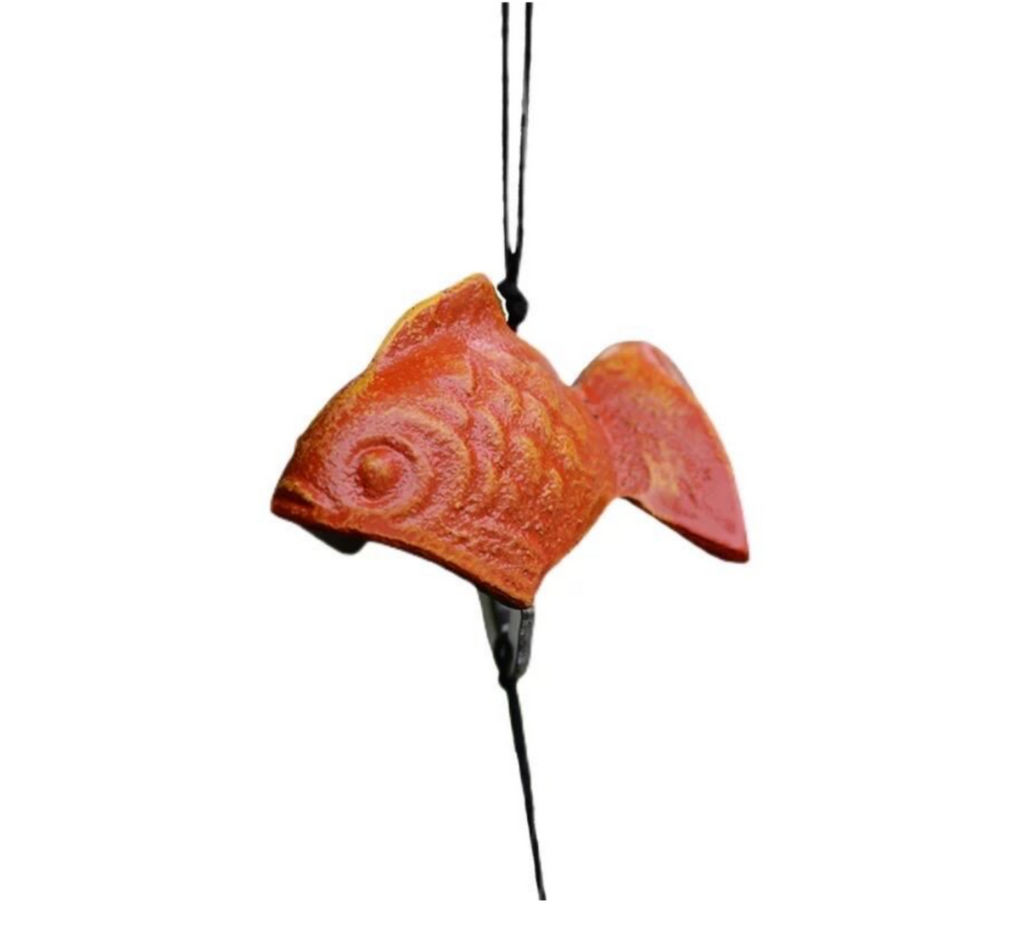 Japanese Cast Iron Red Koi Fish Wind Chime Unique Garden Gift
