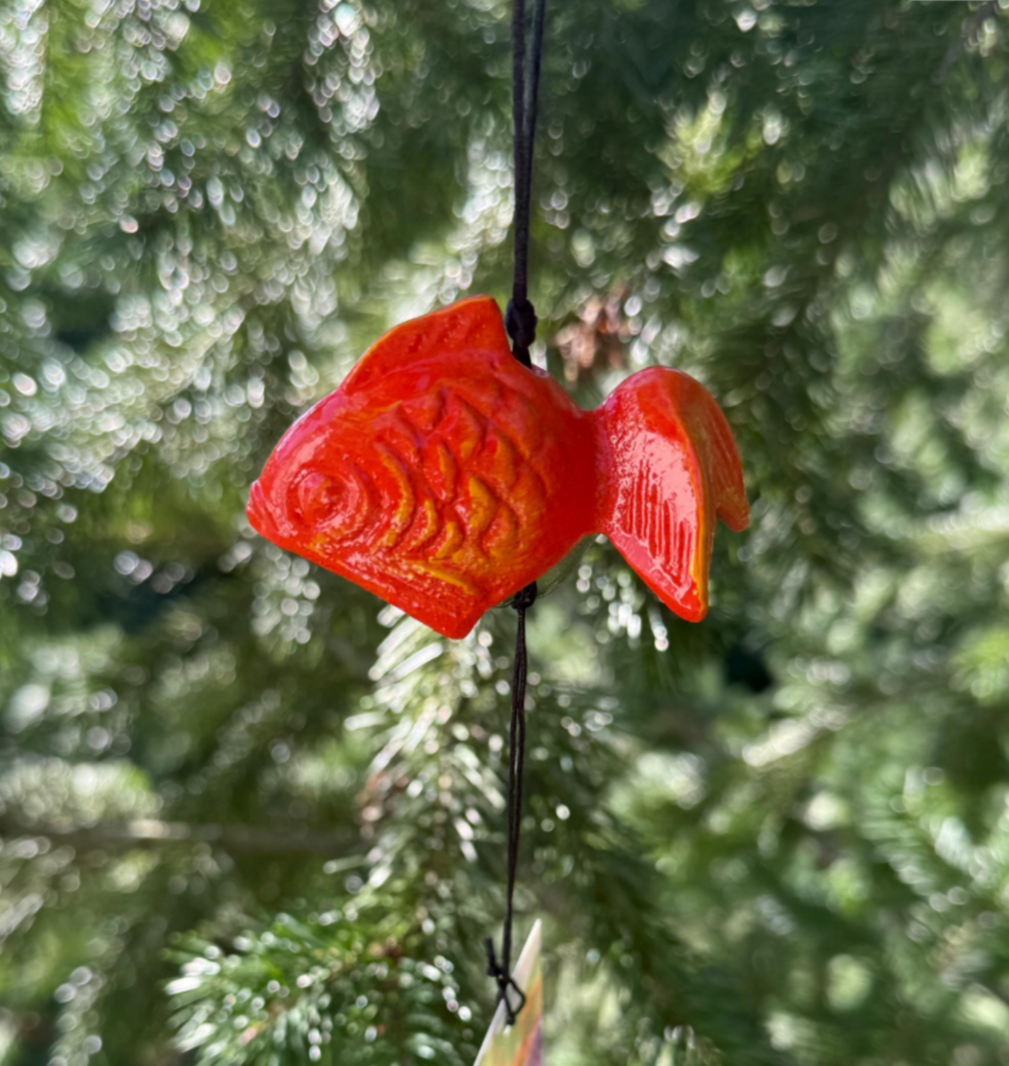 Japanese Cast Iron Red Koi Fish Wind Chime Unique Garden Gift