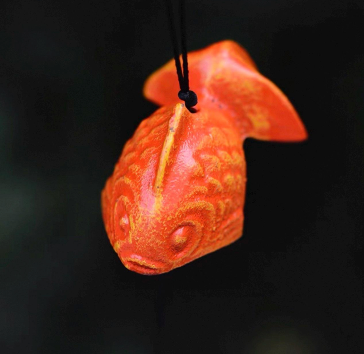 Japanese Cast Iron Red Koi Fish Wind Chime Unique Garden Gift